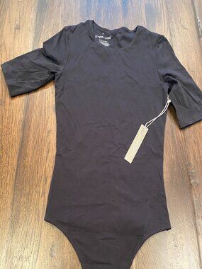 NWT Everlane Black Mid Sleeve Body Suit XS